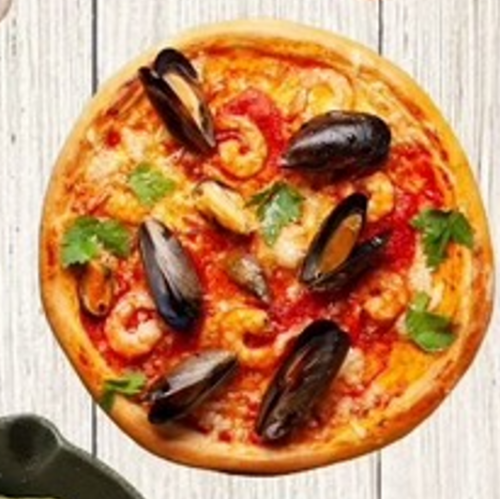 Mediterranean seafood pizza