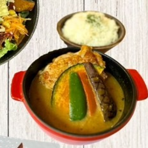 Soup curry dinner with rice or naan
