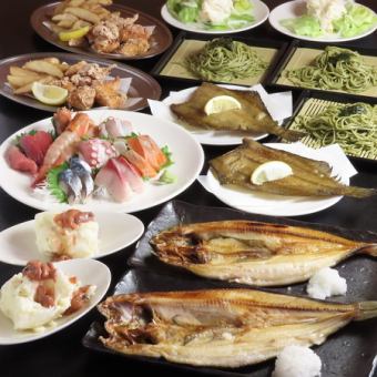 5000 yen course with 7 dishes and 2 hours of all-you-can-drink