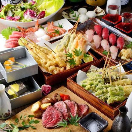 <August to October> [2 hours all-you-can-drink included] Enjoy authentic sushi! Sashimi, tempura, charcoal grilled sushi, premium nigiri sushi, and 8 other dishes for 7,000 yen