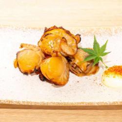 Grilled scallop and crab with miso sauce