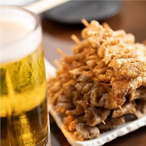 新時代の伝串はパリモチ食感が自慢！生ビール、ハイボールも♪