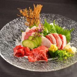 Assortment of five horse sashimi