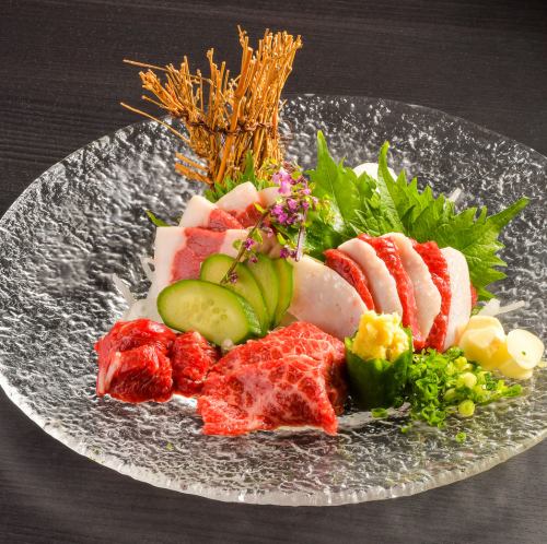 Assortment of five horse sashimi