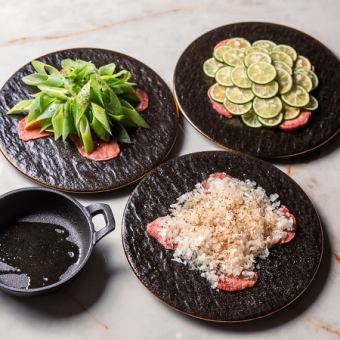 炙り山形牛ゆっけや山形牛カルビが楽しめる全12品の「上」コース⇒15000円(税込)