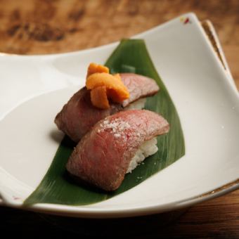 【美食の饗宴】7,000円コース 全10品 はかた地鶏の炭火焼きや黒毛和牛サーロインの肉寿司