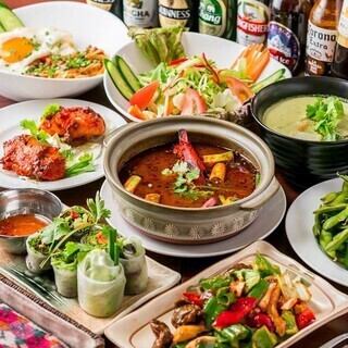 ☆歓送迎会★冬季限定★選べる4種鍋とアジアン料理2.5時間飲み放題スペシャルコース7品6500→5500円