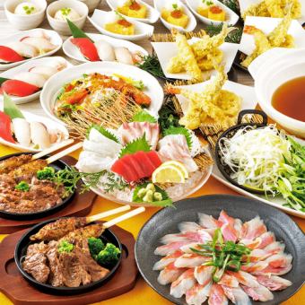 【極の宴】牛中落カルビや海老とカマスの天ぷら・選べるメイン料理等8品＋飲み放題付6000円