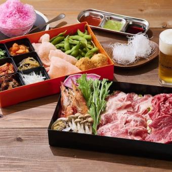 (パーゴラ席)話題沸騰！ムーガタ(タイ風焼きしゃぶ鍋)と和牛コース