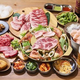 (プール席)話題沸騰！ムーガタ(タイ風焼きしゃぶ鍋)と和牛も！飲み放題付きコース