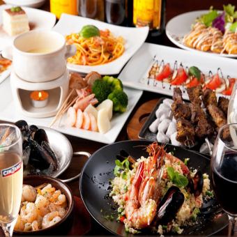 【秘书必选】美味塔吉锅和正宗海鲜饭等10种菜肴的“内尔哈套餐”，3小时无限畅饮3,980日元
