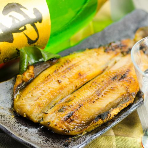 Grilled atka mackerel with open stripes
