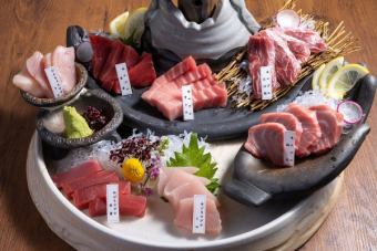 [很多回头客！金枪鱼享受套餐]共9道菜的无限畅饮方案◎7,500日元→7,000日元（含税）