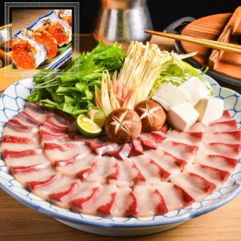 5500円→クーポン利用5000円！【黄金だしの鰤しゃぶ×黒毛和牛肉寿司】ビール付飲放コース