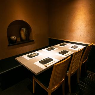 【席タイプは豊富にご用意】落ち着いた大人の個室空間は大人気◆6名～8名様までご利用可能です！人数は柔軟にご対応しますのでお問合せくださいませ。※画像はイメージです