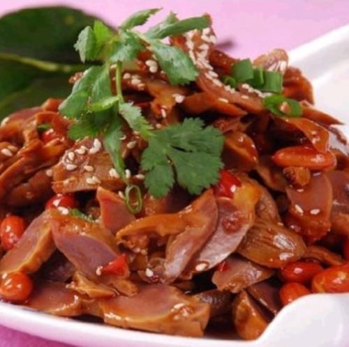 砂肝ピリ辛前菜/紅油鶏珍