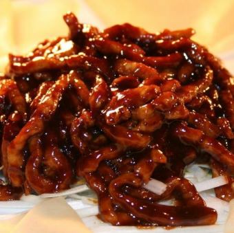 細切り豚肉の甘味噌炒め(クレープ、葱つき)/京醤肉糸