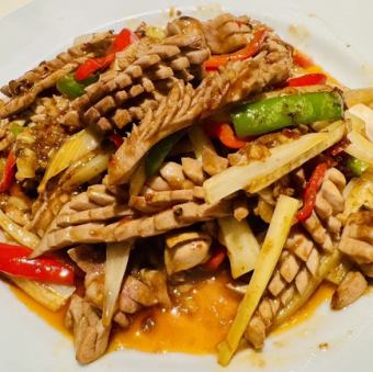 豚マメのピリ辛炒め/火爆腰花