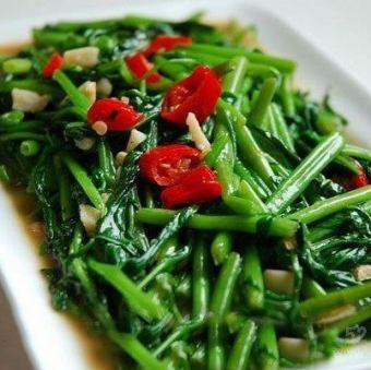 クウシンサイ炒め/蒜泥空心菜