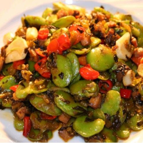 そら豆と高菜の炒め/蚕豆米炒雪菜