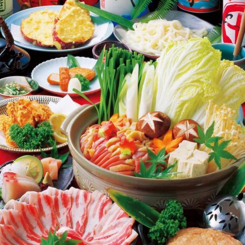 Recommended course for various banquets! Free-range chicken hotpot + black pork shabu course for 5,500 yen with all-you-can-drink for 120 minutes (OS 100 minutes) [9 dishes in total]