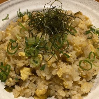 Spicy pollack roe, mustard greens and egg fried rice