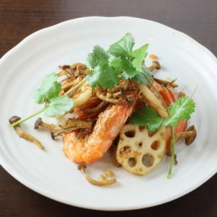 Angel shrimp stir-fried with garlic for 2 people