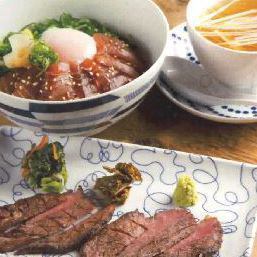 Beef tongue grilled 6 cuts & Kesennuma pickled tuna bowl Soft-boiled egg set meal