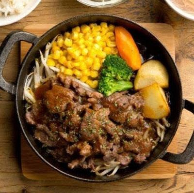Hot beef tongue grilled meat skillet grilled set meal