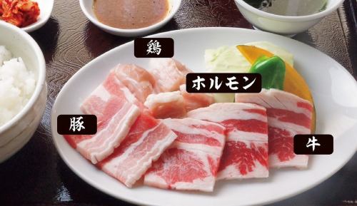 【Bセット】おまかせ・牛・豚・鶏・ホルモン(150g)