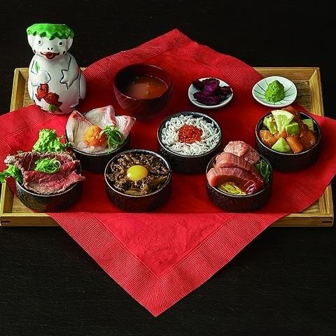 【完全予約制】ご褒美ランチ★肉と魚 おちょこ丼  6種セット