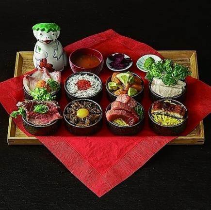 平日予約専用【完全予約制】ご褒美ランチ★肉と魚 おちょこ丼 8種セット