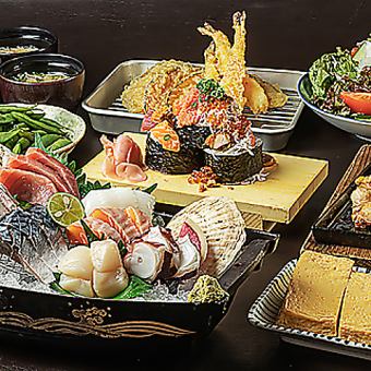 【宴会に◎】海鮮を満喫!お造り盛り合わせ『刺身船盛コース』2時間飲み放付き全8品5000円