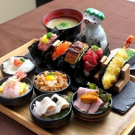 【完全予約制】ご褒美ランチ★おちょこ丼 & 手巻き 10種セット