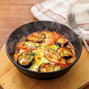 Eggplant and Tomato Mozzarella Pasta Gratin