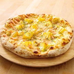 Camembert and Hokkaido potato pizza with mentaiko and mayonnaise