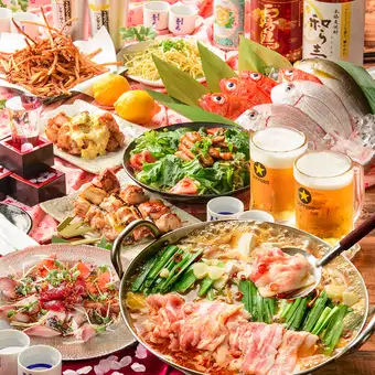 （10月13日起）【美味汤底！博多猪五花肉火锅套餐】含2小时畅饮，4500日元（含税）<适合各种宴会>