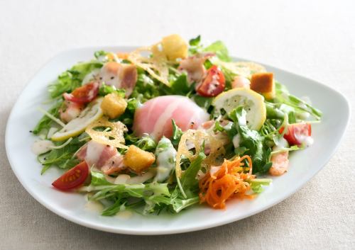 Caesar salad with lots of ingredients