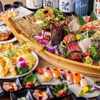 【大豪華コース】3H飲み放題付◆三重県産伊勢エビ赤身や豪華海鮮鍋等<全8品>6000円(税込)