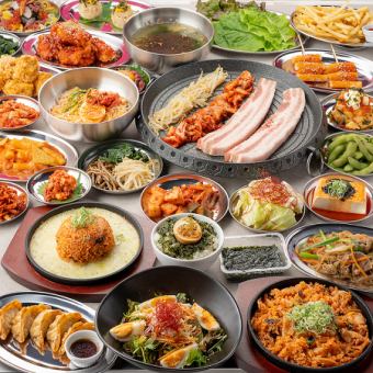 《We'll be in the red!》A perfect reproduction of a Korean food stall ◆All-you-can-eat and drink course with 82 kinds of food and drink, including extra-thick samgyeopsal, for 3500 yen →