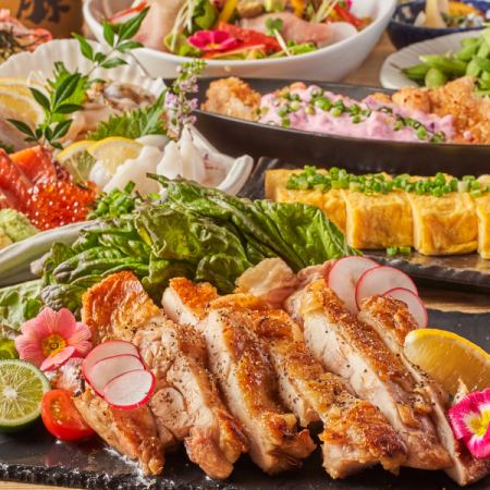 [Akane Course] Our most recommended course.Enjoy BBQ chicken or summer beef offal hotpot.2 hours all-you-can-drink, 8 dishes, 4,000 yen