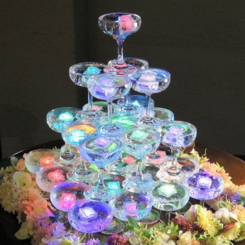 【Lighting champagne tower】