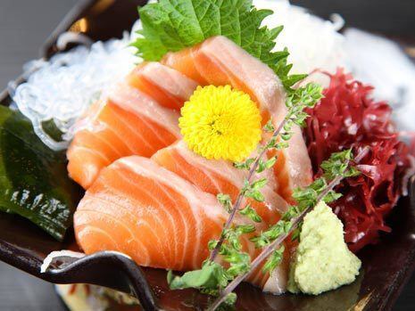 Coho salmon sashimi