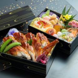 Carefully selected eel two-tiered box