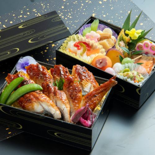 Carefully selected eel two-tiered box
