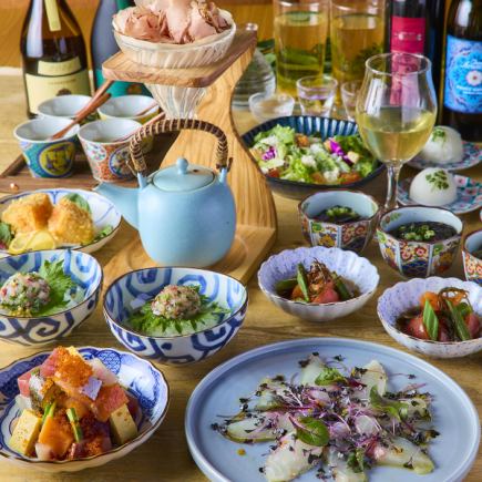 <해물 짚신 코스> 「명물 나다레테 감기」나 「연어의 레어 커틀릿」을 포함한 해물 만끽 플랜