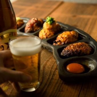 『極度新鮮』嚴選市場直送的鮮魚、本店招牌肉丸等8道菜品、120分鐘無限暢飲【推薦套餐】4000日元