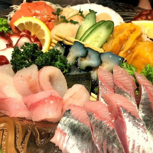 Enjoy the exquisite fresh fish sashimi platter [Umigohan Shimaka Banquet Course] with 2 hours of all-you-can-drink for 5,000 yen