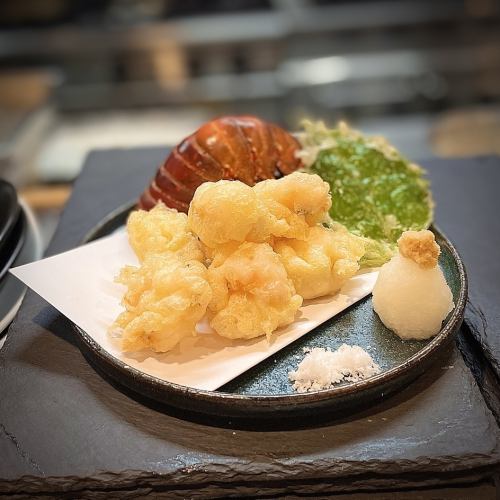 Lobster tempura with red miso soup