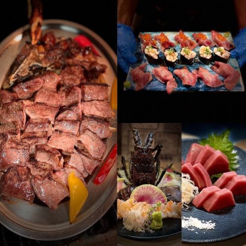 An amazing menu of meat and seafood